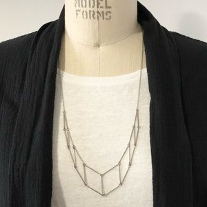 Minimal Silvertone Long Ladder Necklace